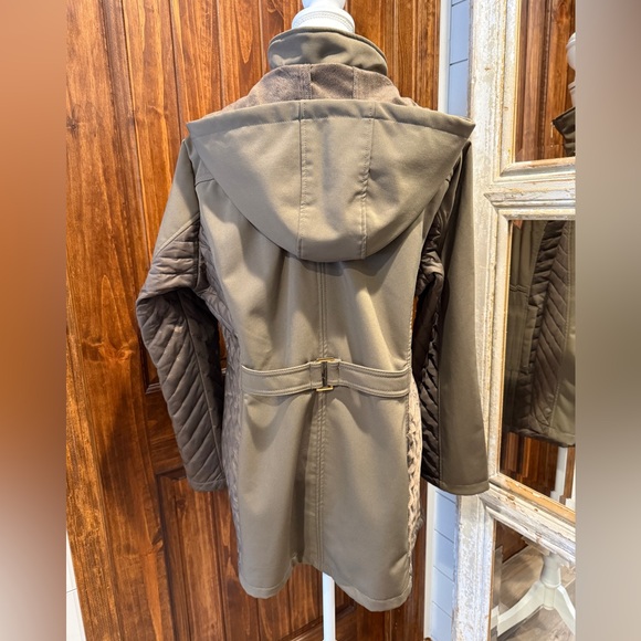 Women’s Jones New York Quilted Removable Hooded Brown Utility Jacket (Size XL) - Picture 2 of 16